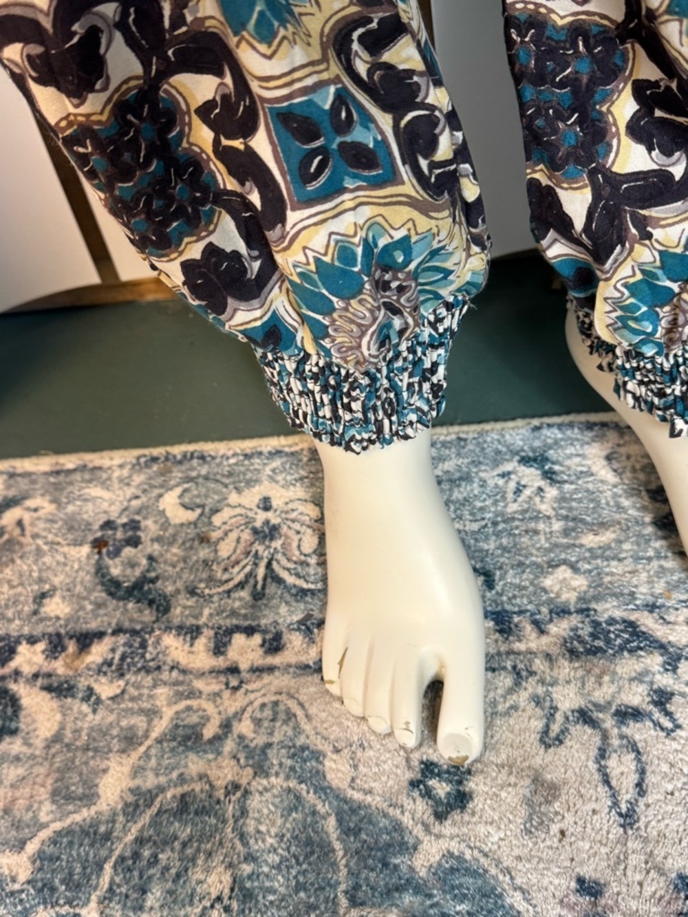 Angie Teal Multi Boho Elastic-Waist Joggers - Picture 7 of 11